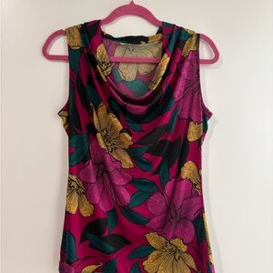 Floral Ruched Cowl Neck Women’s Top